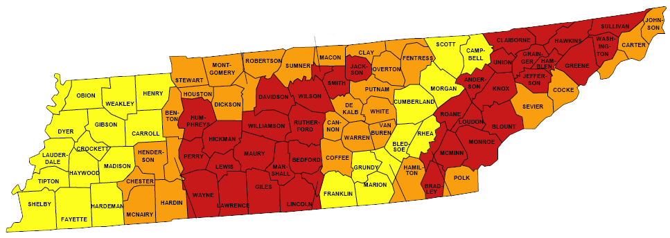Radon Map of Tennessee
